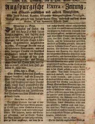 Augsburgische Ordinari Postzeitung von Staats-, gelehrten, historisch- u. ökonomischen Neuigkeiten (Augsburger Postzeitung) Dienstag 6. Oktober 1767