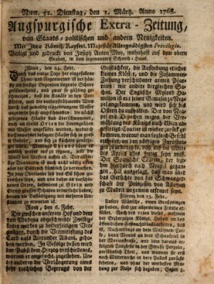 Augsburgische Ordinari Postzeitung von Staats-, gelehrten, historisch- u. ökonomischen Neuigkeiten (Augsburger Postzeitung) Dienstag 1. März 1768