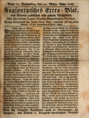 Augsburgische Ordinari Postzeitung von Staats-, gelehrten, historisch- u. ökonomischen Neuigkeiten (Augsburger Postzeitung) Donnerstag 24. März 1768