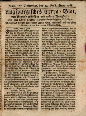 Augsburgische Ordinari Postzeitung von Staats-, gelehrten, historisch- u. ökonomischen Neuigkeiten (Augsburger Postzeitung) Donnerstag 14. Juli 1768