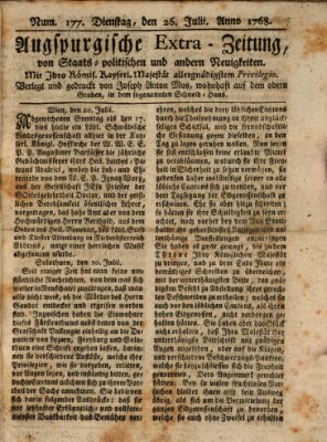 Augsburgische Ordinari Postzeitung von Staats-, gelehrten, historisch- u. ökonomischen Neuigkeiten (Augsburger Postzeitung) Dienstag 26. Juli 1768