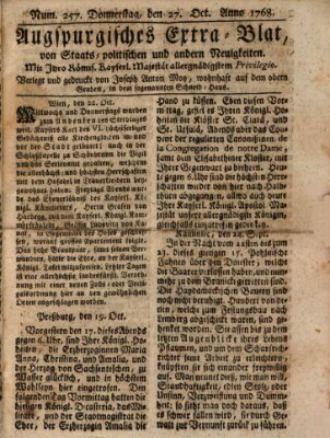 Augsburgische Ordinari Postzeitung von Staats-, gelehrten, historisch- u. ökonomischen Neuigkeiten (Augsburger Postzeitung) Donnerstag 27. Oktober 1768