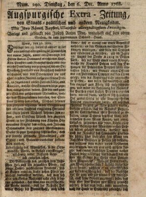 Augsburgische Ordinari Postzeitung von Staats-, gelehrten, historisch- u. ökonomischen Neuigkeiten (Augsburger Postzeitung) Dienstag 6. Dezember 1768