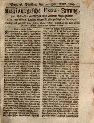 Augsburgische Ordinari Postzeitung von Staats-, gelehrten, historisch- u. ökonomischen Neuigkeiten (Augsburger Postzeitung) Dienstag 14. Februar 1769