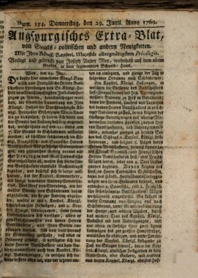 Augsburgische Ordinari Postzeitung von Staats-, gelehrten, historisch- u. ökonomischen Neuigkeiten (Augsburger Postzeitung) Donnerstag 29. Juni 1769