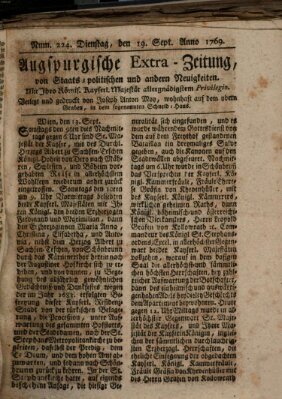 Augsburgische Ordinari Postzeitung von Staats-, gelehrten, historisch- u. ökonomischen Neuigkeiten (Augsburger Postzeitung) Dienstag 19. September 1769