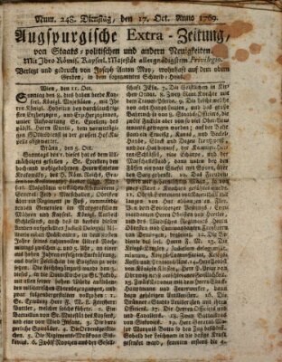 Augsburgische Ordinari Postzeitung von Staats-, gelehrten, historisch- u. ökonomischen Neuigkeiten (Augsburger Postzeitung) Dienstag 17. Oktober 1769