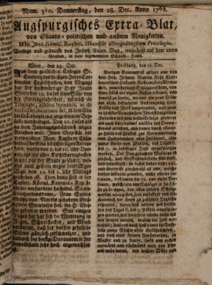 Augsburgische Ordinari Postzeitung von Staats-, gelehrten, historisch- u. ökonomischen Neuigkeiten (Augsburger Postzeitung) Donnerstag 28. Dezember 1769