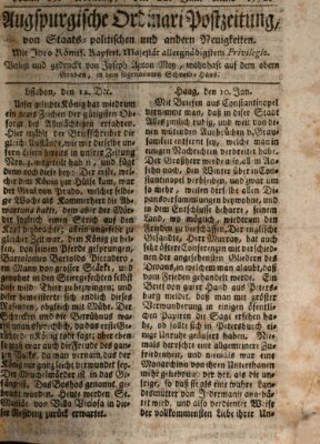 Augsburgische Ordinari Postzeitung von Staats-, gelehrten, historisch- u. ökonomischen Neuigkeiten (Augsburger Postzeitung) Montag 22. Januar 1770