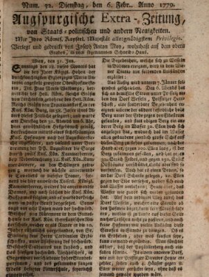 Augsburgische Ordinari Postzeitung von Staats-, gelehrten, historisch- u. ökonomischen Neuigkeiten (Augsburger Postzeitung) Dienstag 6. Februar 1770