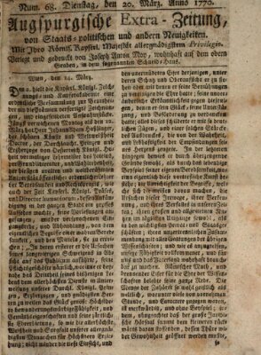 Augsburgische Ordinari Postzeitung von Staats-, gelehrten, historisch- u. ökonomischen Neuigkeiten (Augsburger Postzeitung) Dienstag 20. März 1770