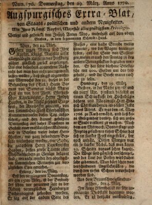 Augsburgische Ordinari Postzeitung von Staats-, gelehrten, historisch- u. ökonomischen Neuigkeiten (Augsburger Postzeitung) Donnerstag 29. März 1770