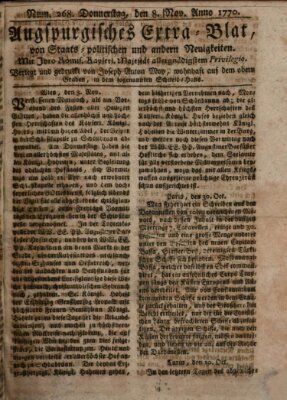 Augsburgische Ordinari Postzeitung von Staats-, gelehrten, historisch- u. ökonomischen Neuigkeiten (Augsburger Postzeitung) Donnerstag 8. November 1770