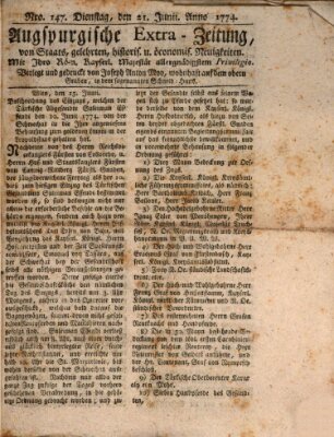 Augsburgische Ordinari Postzeitung von Staats-, gelehrten, historisch- u. ökonomischen Neuigkeiten (Augsburger Postzeitung) Dienstag 21. Juni 1774