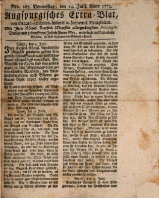 Augsburgische Ordinari Postzeitung von Staats-, gelehrten, historisch- u. ökonomischen Neuigkeiten (Augsburger Postzeitung) Donnerstag 14. Juli 1774