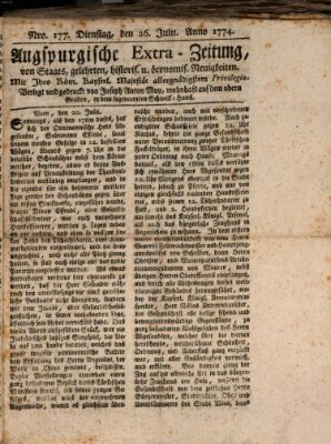 Augsburgische Ordinari Postzeitung von Staats-, gelehrten, historisch- u. ökonomischen Neuigkeiten (Augsburger Postzeitung) Dienstag 26. Juli 1774