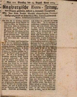 Augsburgische Ordinari Postzeitung von Staats-, gelehrten, historisch- u. ökonomischen Neuigkeiten (Augsburger Postzeitung) Dienstag 23. August 1774