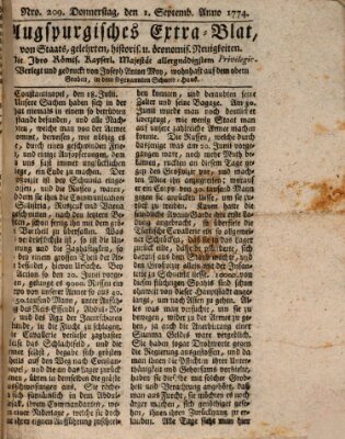 Augsburgische Ordinari Postzeitung von Staats-, gelehrten, historisch- u. ökonomischen Neuigkeiten (Augsburger Postzeitung) Donnerstag 1. September 1774