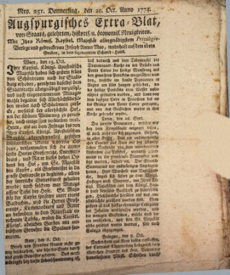 Augsburgische Ordinari Postzeitung von Staats-, gelehrten, historisch- u. ökonomischen Neuigkeiten (Augsburger Postzeitung) Donnerstag 20. Oktober 1774