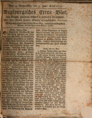 Augsburgische Ordinari Postzeitung von Staats-, gelehrten, historisch- u. ökonomischen Neuigkeiten (Augsburger Postzeitung) Donnerstag 5. Januar 1775