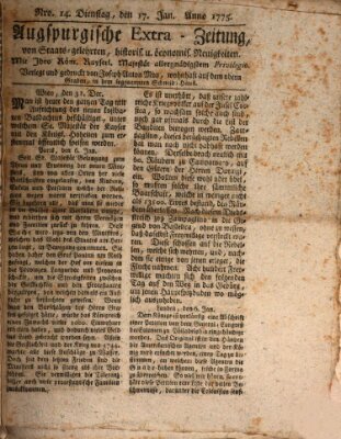 Augsburgische Ordinari Postzeitung von Staats-, gelehrten, historisch- u. ökonomischen Neuigkeiten (Augsburger Postzeitung) Dienstag 17. Januar 1775