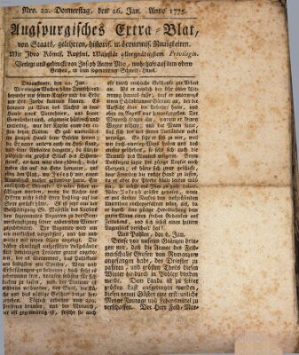 Augsburgische Ordinari Postzeitung von Staats-, gelehrten, historisch- u. ökonomischen Neuigkeiten (Augsburger Postzeitung) Donnerstag 26. Januar 1775