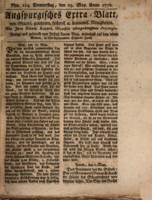 Augsburgische Ordinari Postzeitung von Staats-, gelehrten, historisch- u. ökonomischen Neuigkeiten (Augsburger Postzeitung) Donnerstag 23. Mai 1776