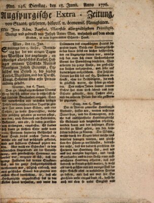 Augsburgische Ordinari Postzeitung von Staats-, gelehrten, historisch- u. ökonomischen Neuigkeiten (Augsburger Postzeitung) Dienstag 18. Juni 1776