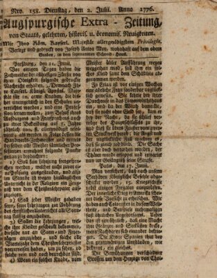 Augsburgische Ordinari Postzeitung von Staats-, gelehrten, historisch- u. ökonomischen Neuigkeiten (Augsburger Postzeitung) Dienstag 2. Juli 1776