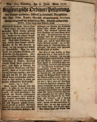 Augsburgische Ordinari Postzeitung von Staats-, gelehrten, historisch- u. ökonomischen Neuigkeiten (Augsburger Postzeitung) Samstag 6. Juli 1776