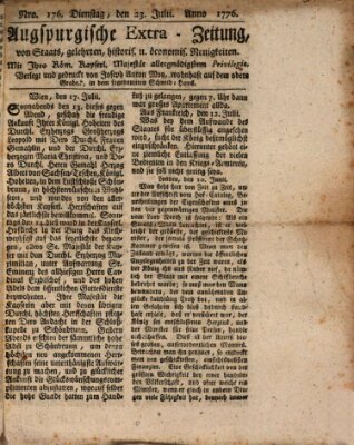 Augsburgische Ordinari Postzeitung von Staats-, gelehrten, historisch- u. ökonomischen Neuigkeiten (Augsburger Postzeitung) Dienstag 23. Juli 1776