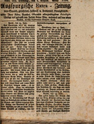 Augsburgische Ordinari Postzeitung von Staats-, gelehrten, historisch- u. ökonomischen Neuigkeiten (Augsburger Postzeitung) Dienstag 6. August 1776