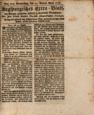 Augsburgische Ordinari Postzeitung von Staats-, gelehrten, historisch- u. ökonomischen Neuigkeiten (Augsburger Postzeitung) Donnerstag 29. August 1776