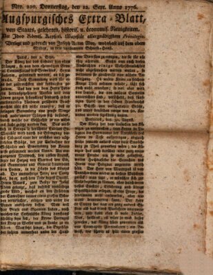 Augsburgische Ordinari Postzeitung von Staats-, gelehrten, historisch- u. ökonomischen Neuigkeiten (Augsburger Postzeitung) Donnerstag 12. September 1776