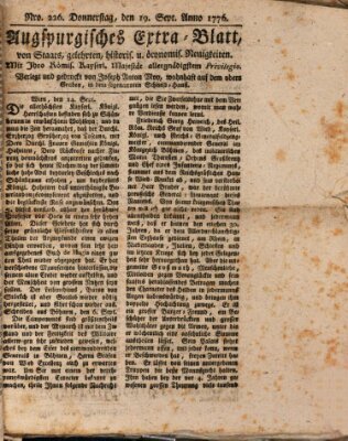 Augsburgische Ordinari Postzeitung von Staats-, gelehrten, historisch- u. ökonomischen Neuigkeiten (Augsburger Postzeitung) Donnerstag 19. September 1776