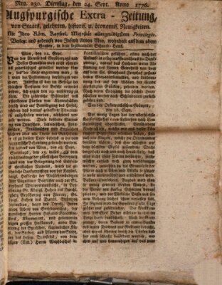 Augsburgische Ordinari Postzeitung von Staats-, gelehrten, historisch- u. ökonomischen Neuigkeiten (Augsburger Postzeitung) Dienstag 24. September 1776