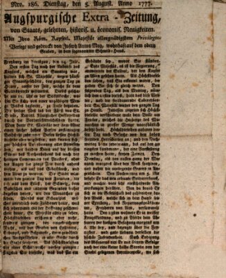 Augsburgische Ordinari Postzeitung von Staats-, gelehrten, historisch- u. ökonomischen Neuigkeiten (Augsburger Postzeitung) Dienstag 5. August 1777