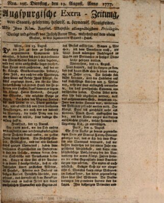 Augsburgische Ordinari Postzeitung von Staats-, gelehrten, historisch- u. ökonomischen Neuigkeiten (Augsburger Postzeitung) Dienstag 19. August 1777