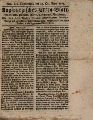 Augsburgische Ordinari Postzeitung von Staats-, gelehrten, historisch- u. ökonomischen Neuigkeiten (Augsburger Postzeitung) Donnerstag 23. Oktober 1777