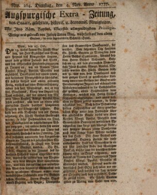 Augsburgische Ordinari Postzeitung von Staats-, gelehrten, historisch- u. ökonomischen Neuigkeiten (Augsburger Postzeitung) Dienstag 4. November 1777