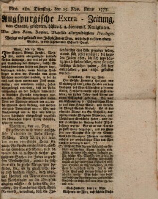 Augsburgische Ordinari Postzeitung von Staats-, gelehrten, historisch- u. ökonomischen Neuigkeiten (Augsburger Postzeitung) Dienstag 25. November 1777