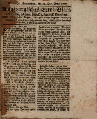 Augsburgische Ordinari Postzeitung von Staats-, gelehrten, historisch- u. ökonomischen Neuigkeiten (Augsburger Postzeitung) Donnerstag 11. Dezember 1777