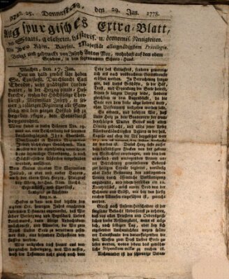 Augsburgische Ordinari Postzeitung von Staats-, gelehrten, historisch- u. ökonomischen Neuigkeiten (Augsburger Postzeitung) Donnerstag 29. Januar 1778