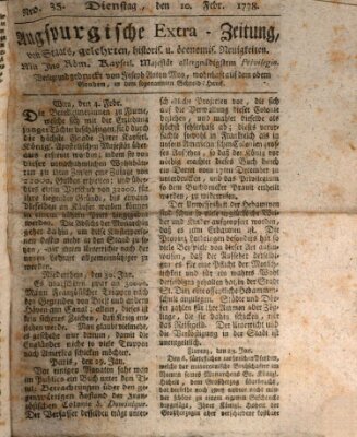 Augsburgische Ordinari Postzeitung von Staats-, gelehrten, historisch- u. ökonomischen Neuigkeiten (Augsburger Postzeitung) Dienstag 10. Februar 1778