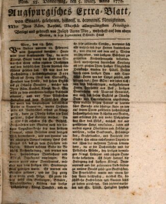 Augsburgische Ordinari Postzeitung von Staats-, gelehrten, historisch- u. ökonomischen Neuigkeiten (Augsburger Postzeitung) Donnerstag 5. März 1778