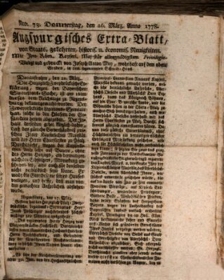 Augsburgische Ordinari Postzeitung von Staats-, gelehrten, historisch- u. ökonomischen Neuigkeiten (Augsburger Postzeitung) Donnerstag 26. März 1778