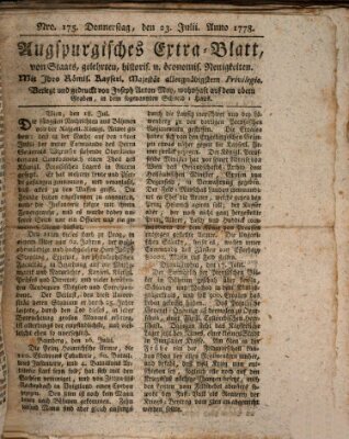 Augsburgische Ordinari Postzeitung von Staats-, gelehrten, historisch- u. ökonomischen Neuigkeiten (Augsburger Postzeitung) Donnerstag 23. Juli 1778