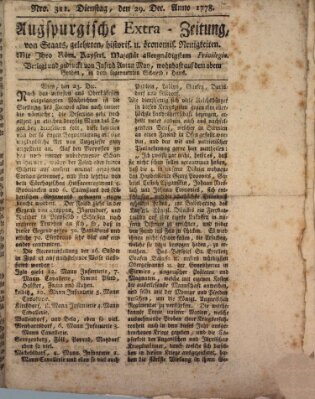 Augsburgische Ordinari Postzeitung von Staats-, gelehrten, historisch- u. ökonomischen Neuigkeiten (Augsburger Postzeitung) Dienstag 29. Dezember 1778