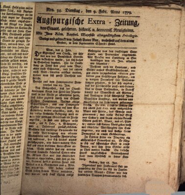 Augsburgische Ordinari Postzeitung von Staats-, gelehrten, historisch- u. ökonomischen Neuigkeiten (Augsburger Postzeitung) Dienstag 9. Februar 1779