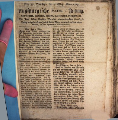 Augsburgische Ordinari Postzeitung von Staats-, gelehrten, historisch- u. ökonomischen Neuigkeiten (Augsburger Postzeitung) Dienstag 9. März 1779